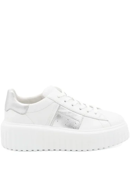 Sneakerși Hogan cu dungi cu platformă alb