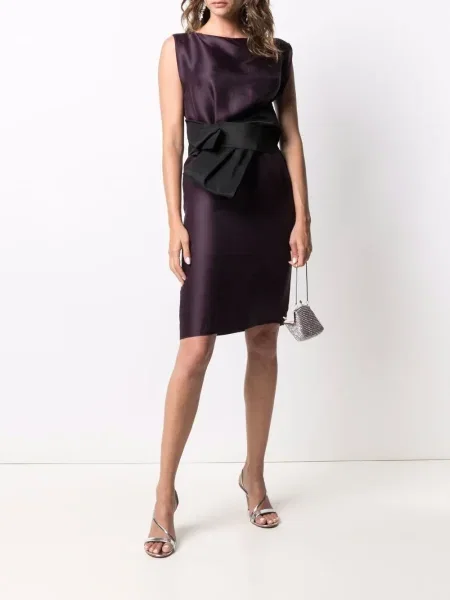 Oblekové šaty bez rukávů Lanvin Pre-owned s mašlí bez rukávů fialové