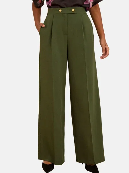 Love & roses Pantaloni cu dungă verde