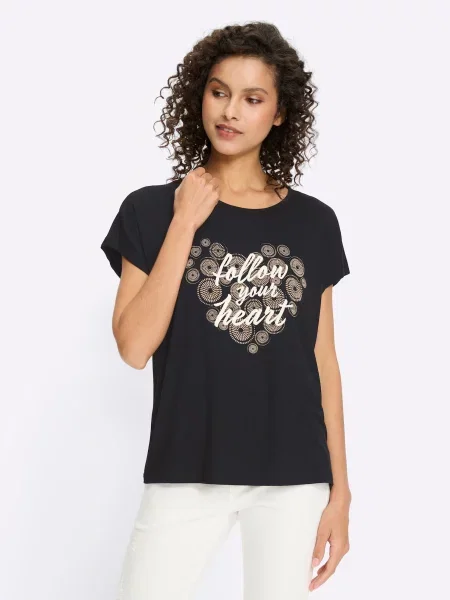 Heine Tricou negru alb