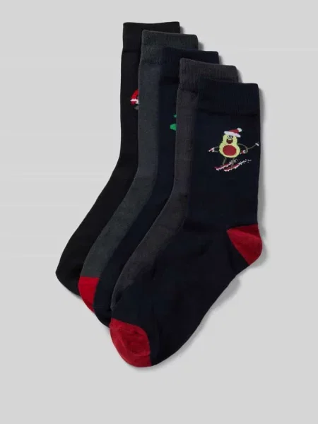 Skarpety z detalem z logo w zestawie 5 szt. model ‘XMAS ELEMENTS’ Jack & Jones granatowe