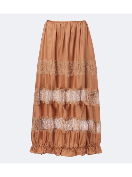 Fusta maxi Ulla Johnson de mătase maro