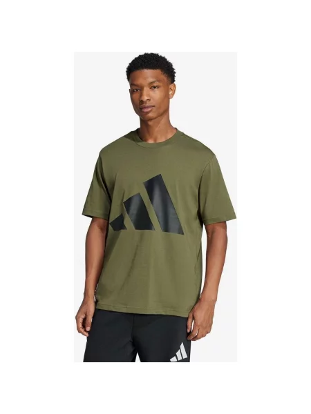 Koszulka adidas Essentials Logo duże krótki rękaw zielony khaki XS czarny