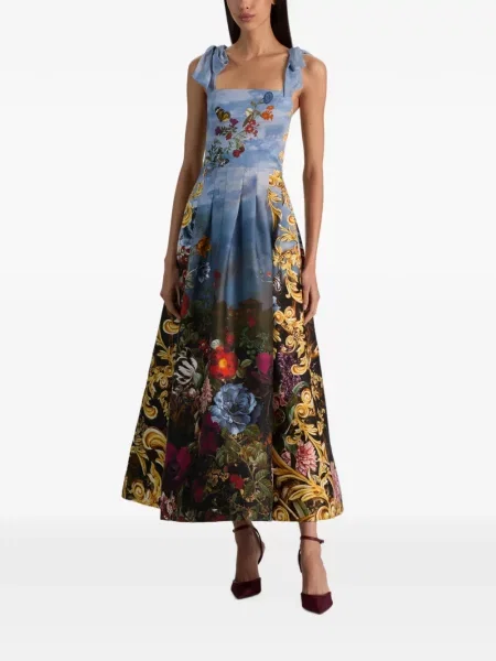 Dirželis midi suknelė Alice + Olivia kaklaraiščiai mėlyna