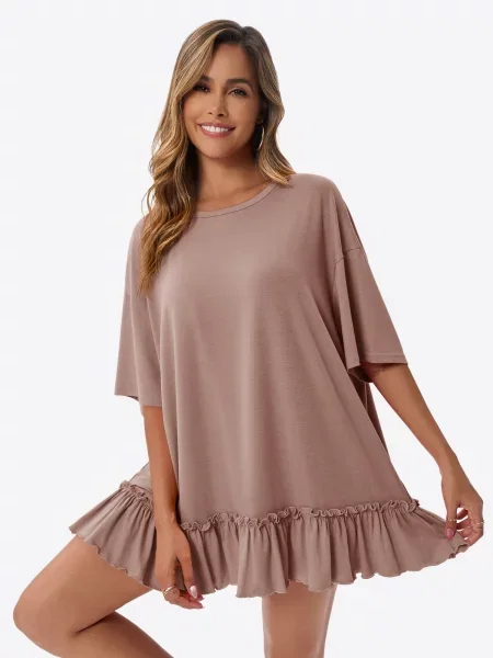 Imily Bela Tricou supradimensional deschis maro