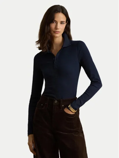LAUREN RALPH LAUREN Тениска с яка и Тъмносин