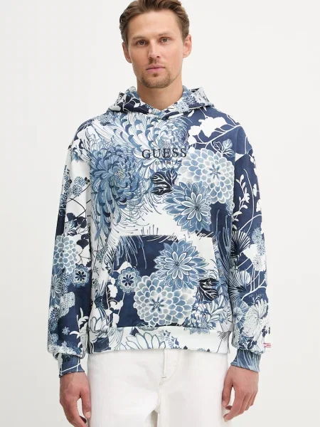 Guess dukserica sa kapuljačom za muškarce od pamuka plava