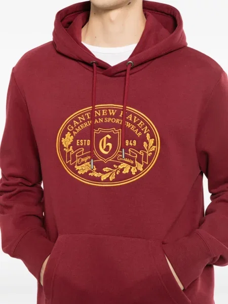 Hoodie Gant με κέντημα κόκκινο