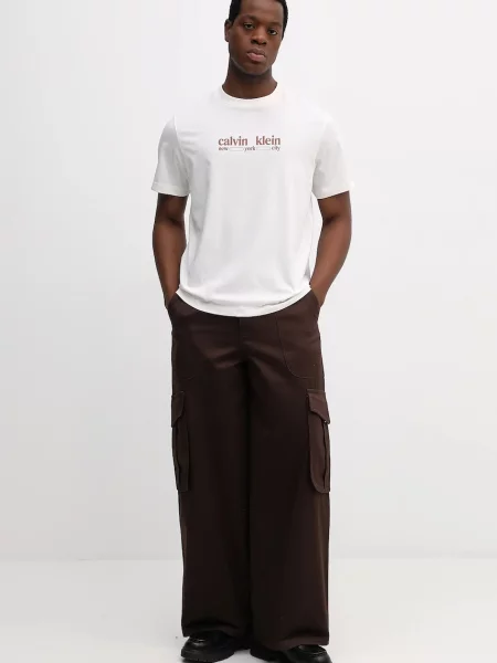 Tričko Calvin Klein Jeans béžová