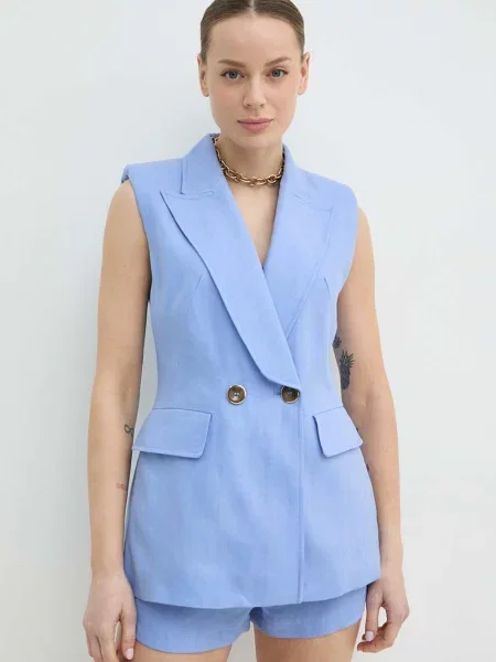 Luisa Spagnoli vestă de in VOLTA un singur rand de albastru