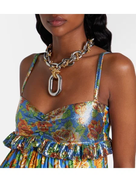 Rochie Rabanne cu model floral albastru