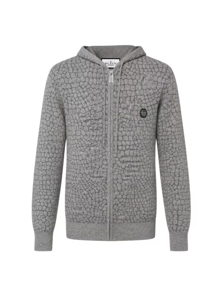 Dzianinowa bluza z kapturem Philipp Plein szara