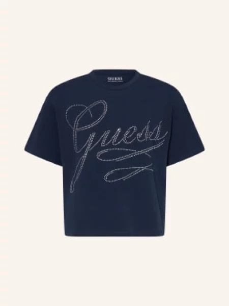 Guess Tričko S Ozdobnými Kamínky tmavě modrá
