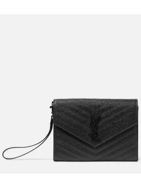Usnjena pisemska torbica Saint Laurent črna