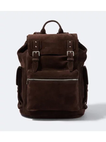 Rucsac Brunello Cucinelli din piele de căprioară maro
