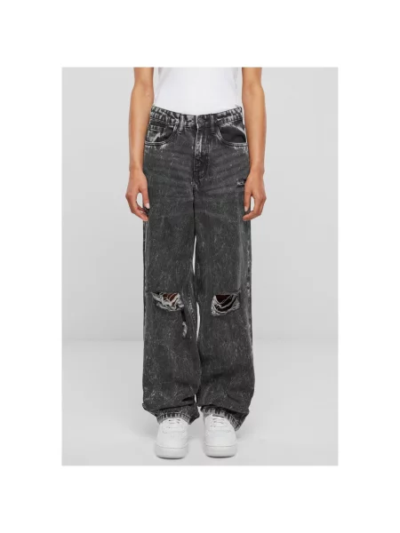 Blugi cu picior larg Urban Classics zdrențuiți negru