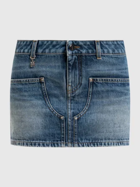 Джинсова спідниця міні з ефектом потертості Amiri синя