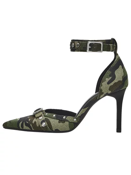 Bershka Pumps oliv / verde închis negru