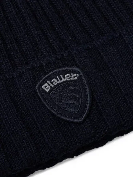 Dzianinowa czapka Blauer z logo niebieska
