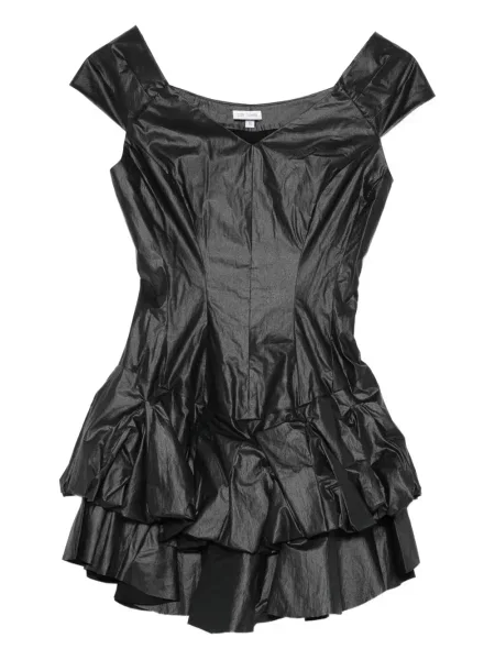 Rochie mini Judy Turner cu decolteu în V cu volane de costum negru
