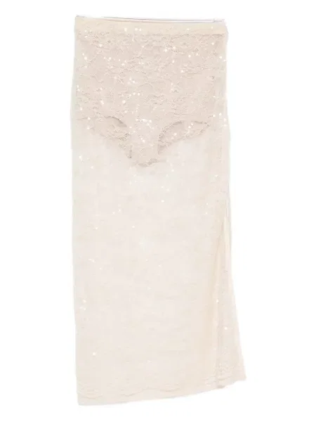 Fustă tip creion Patrizia Pepe cu paiete roz