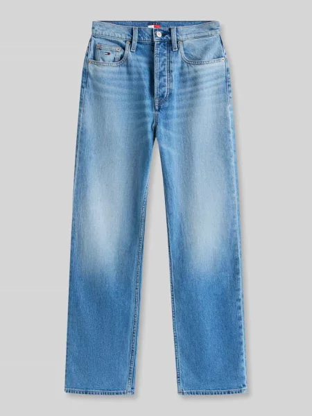 Jeansy o kroju straight fit z mieszanki bawełny Tommy Jeans niebieskie
