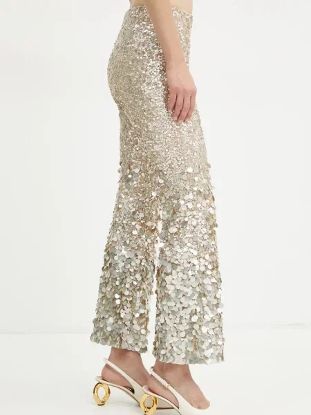 Luisa Spagnoli pantaloni femei evazati high waist bej