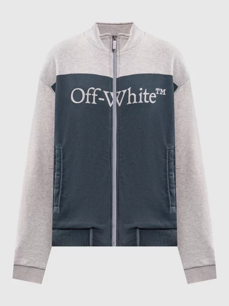 Спортивна куртка з брендовим принтом Off-white синя