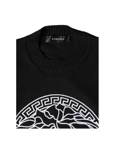 Haftowany sweter Versace czarny