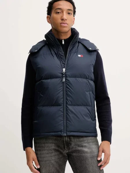 Tommy Jeans vestă de puf bleumarin de iarnă