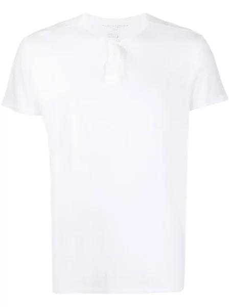 Scurt cămașă Majestic Filatures cu guler henley alb