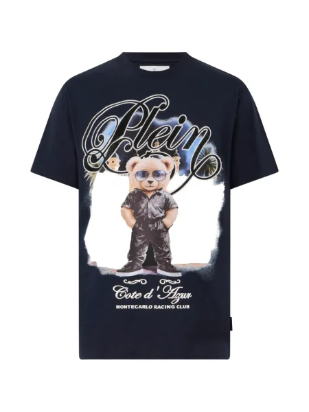 Плюшено мече тениска Philipp Plein с принт синьо