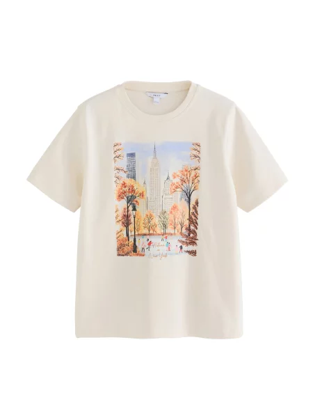 Next Tricou ecru / deschis / maro / portocaliu albastru