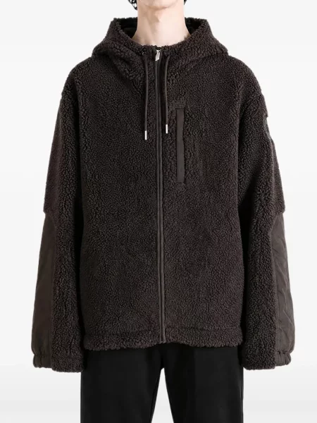 Geacă Canada Goose din fleece cu glugă maro