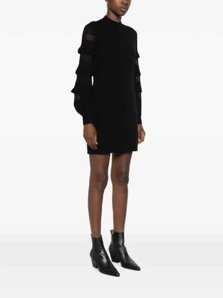 Rochie mini Twinset tricotate cu volane negru