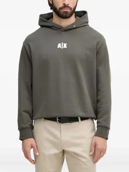 Pocnitură hanorac cu glugă Armani Exchange cu autograf verde