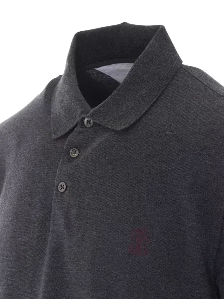 Μικρός polo Brunello Cucinelli με κέντημα γκρι
