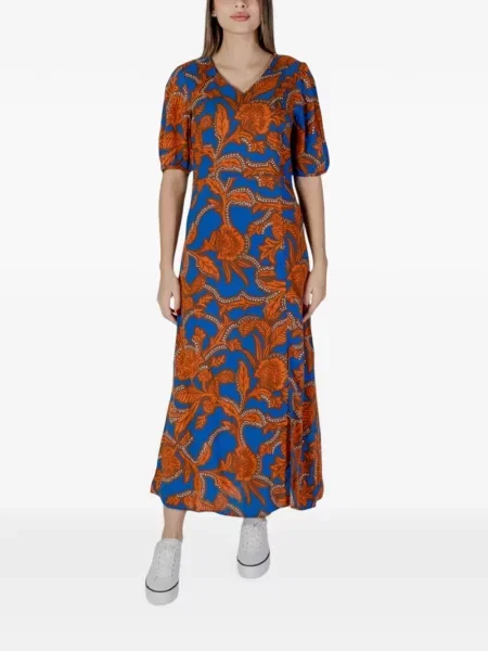 Rochie maxi B.young cu model floral cu imagine albastru