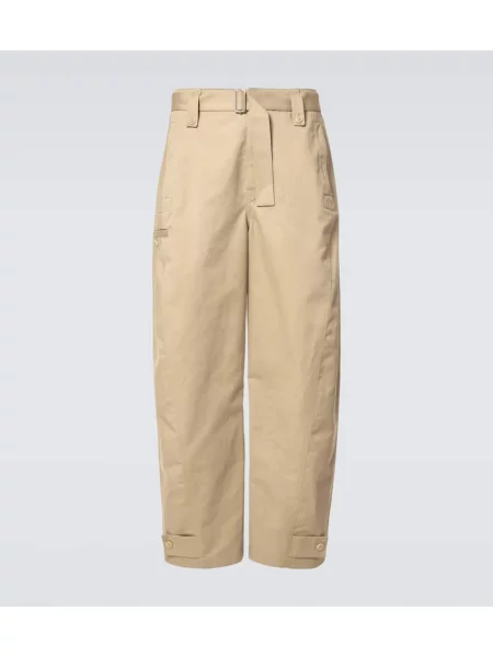 Lněné kalhoty Lemaire béžové