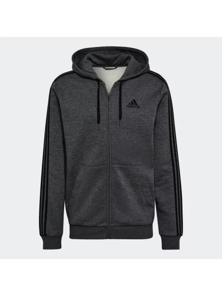 Bluza polarowa Essentials z kapturem i suwakiem na całej długości oraz 3 paskami szara