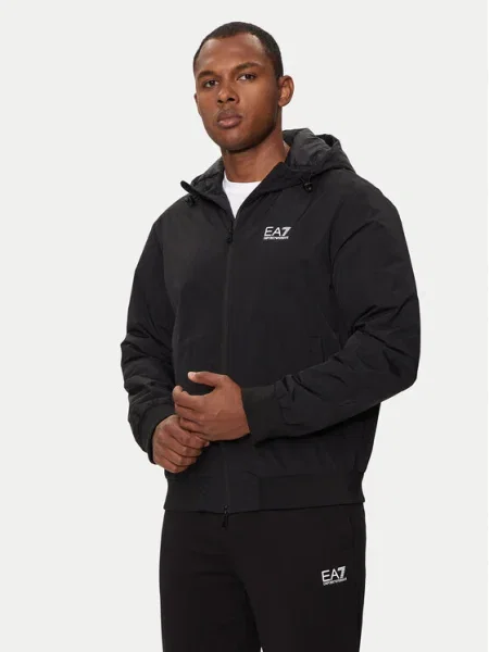 Geacă Ea7 Emporio Armani cu glugă negru