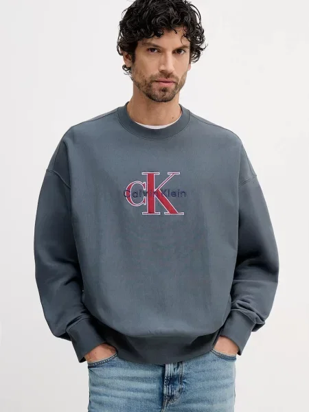 Calvin Klein Jeans bluza z aplikacją szary
