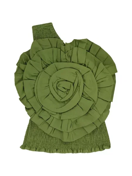 Top Farm Rio cu volane cu un umăr gol verde