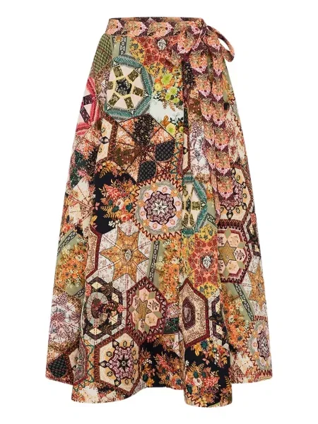 Fustă Camilla cu broderie maro