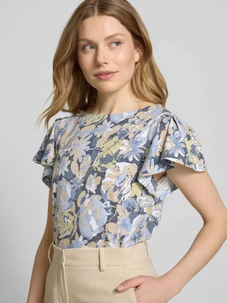 T-shirt z dekoltem w łódkę model ‘EDBERT’ Lauren Ralph Lauren niebieska