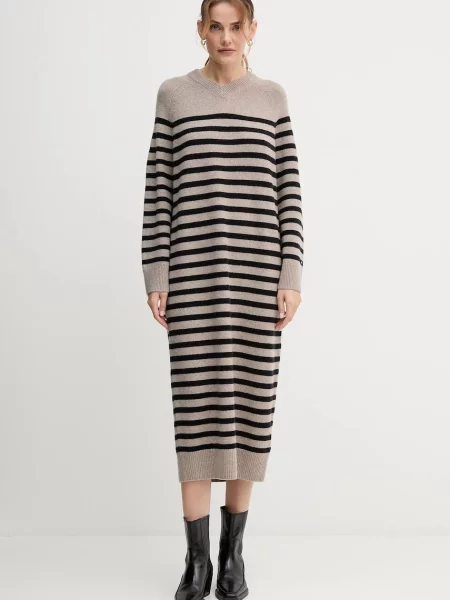 Tommy Hilfiger sukienka wełniana midi oversize beżowy