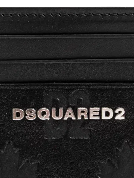 Portofel Dsquared2 din piele cu autograf negru