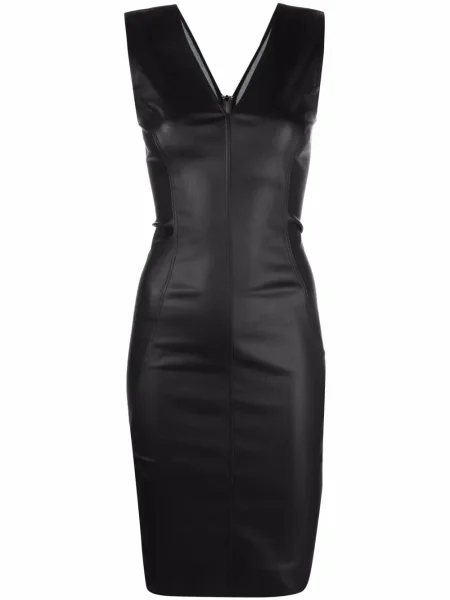 Rochie Rick Owens cu decolteu în V de costum stretch negru