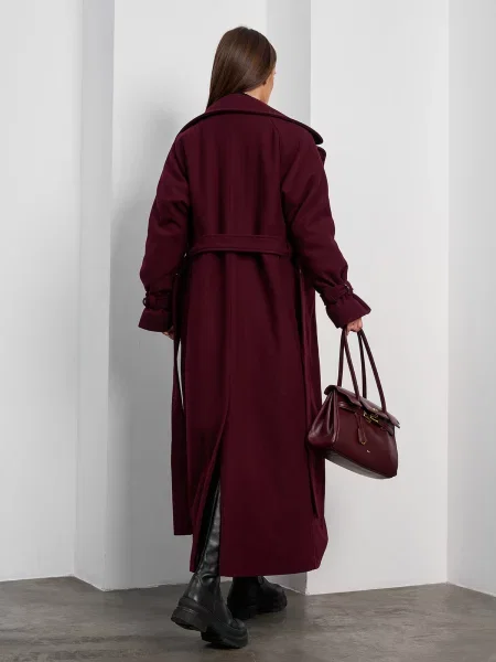 Вовняне Пальто з утеплювачем ISSA Plus бордовий