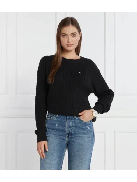 Tommy Hilfiger Pulover CO MINI CABLE negru